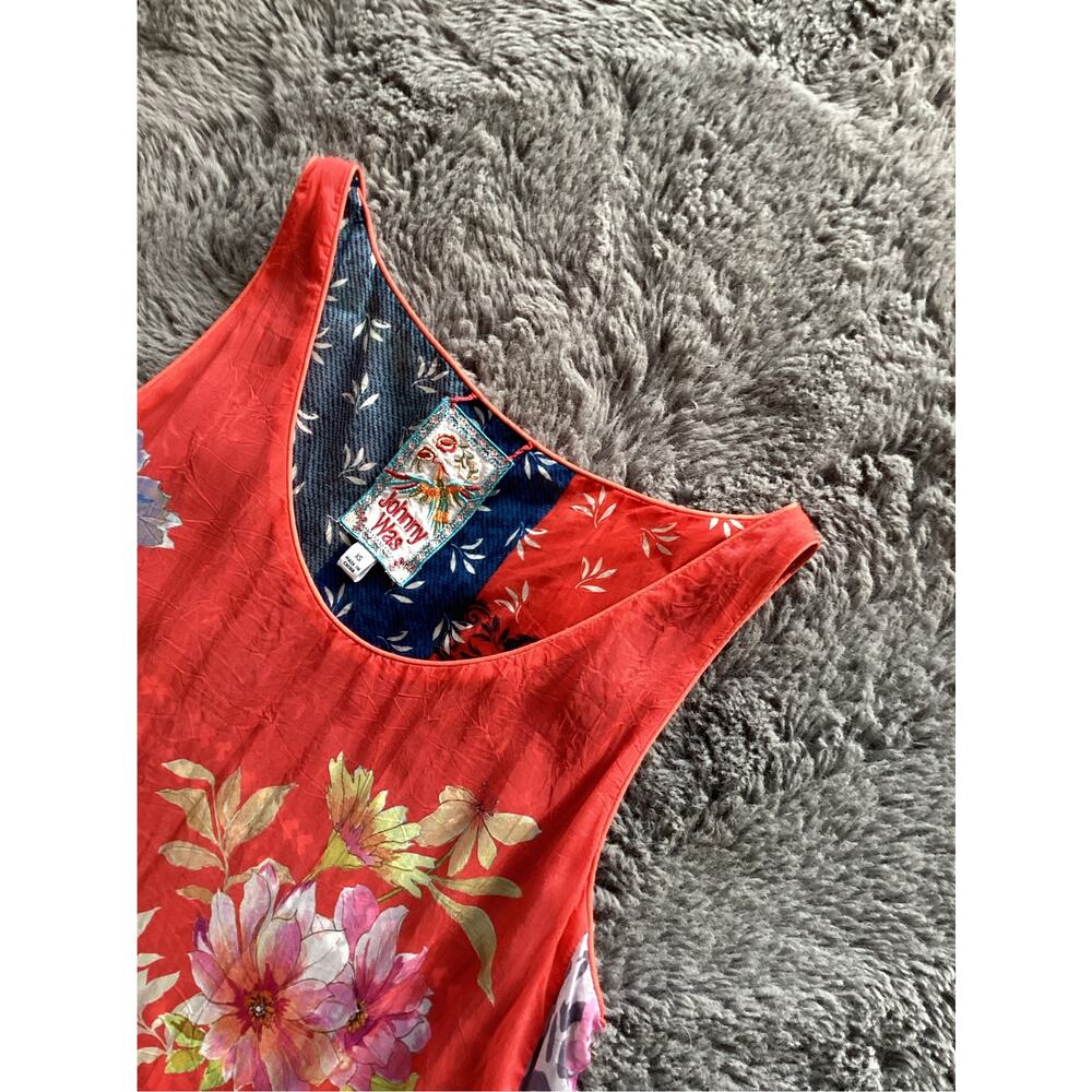 Johnny Was Floral Martha Reversible Swing Tank Top Bohemian Orange Blue Size XS - Picture 3 of 8